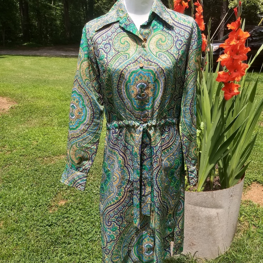 Paisley Print Vintage 1960's Dress